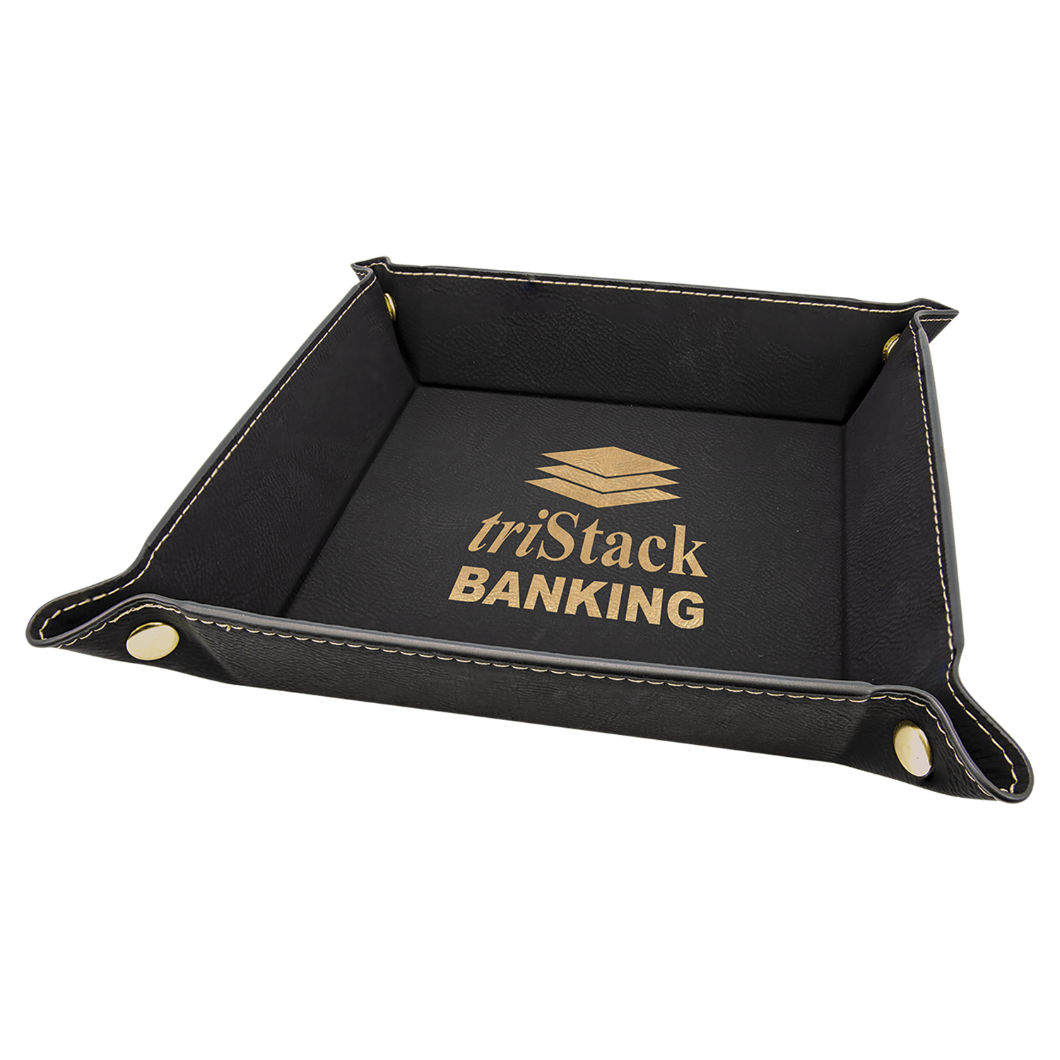 Black/Gold Leatherette Snap Up Tray