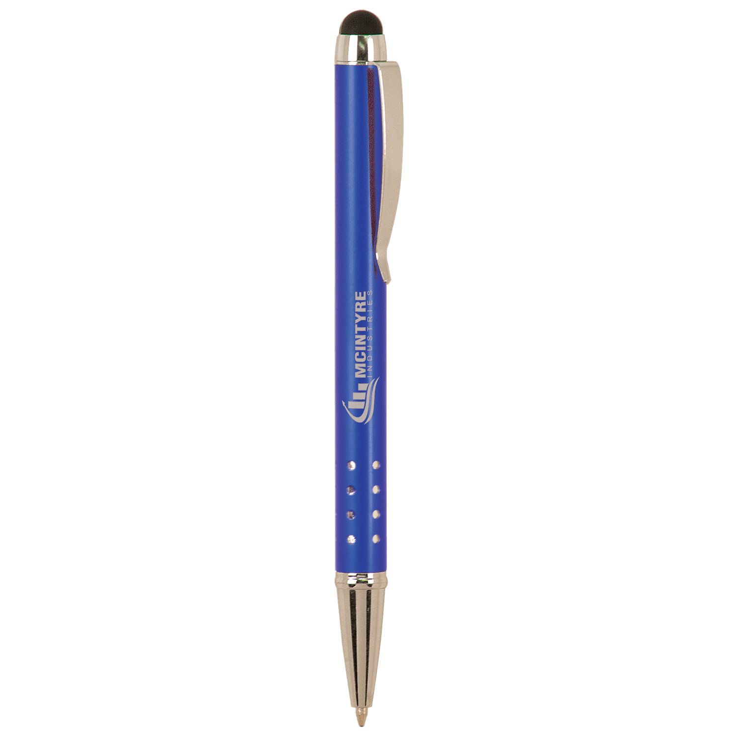 Gloss Blue Anodized Aluminum Ballpoint Pen with Stylus
