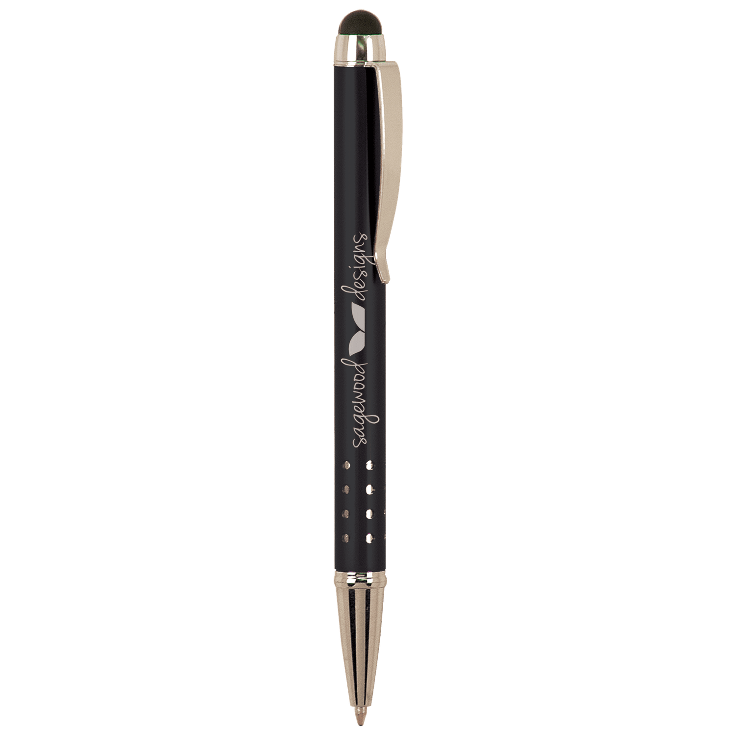 Gloss Black Anodized Aluminum Ballpoint Pen with Stylus