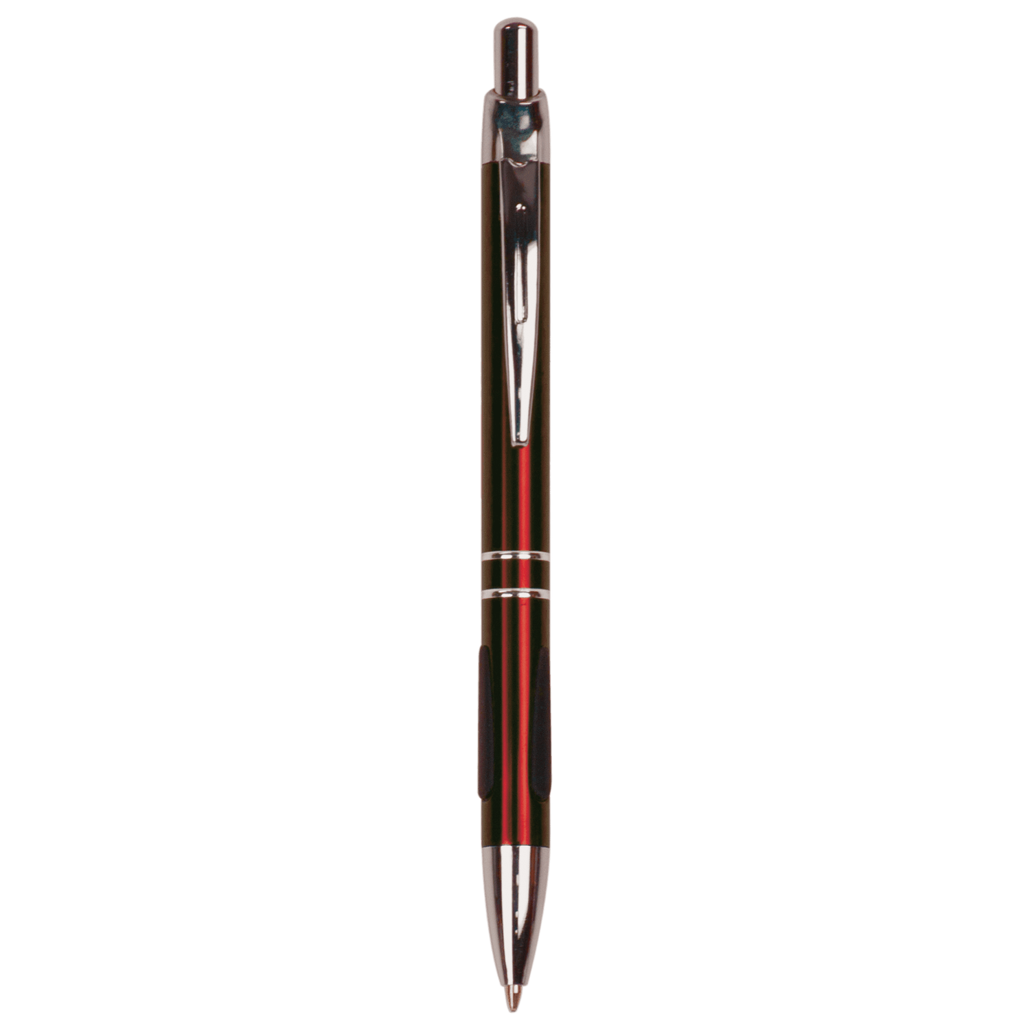 Gloss Burgundy Anodized Aluminum Ballpoint Pen with Rubber Gripper