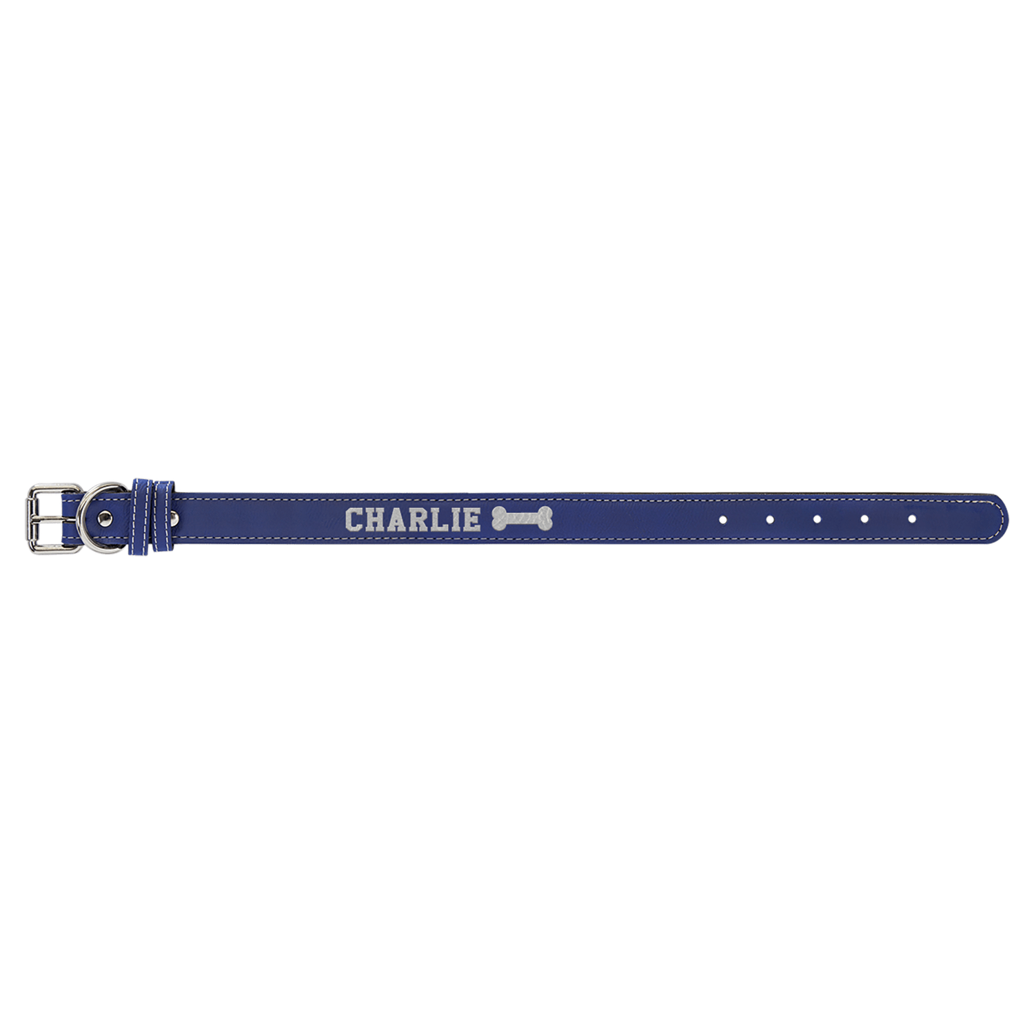 Blue/Silver Small Leatherette Dog Collar