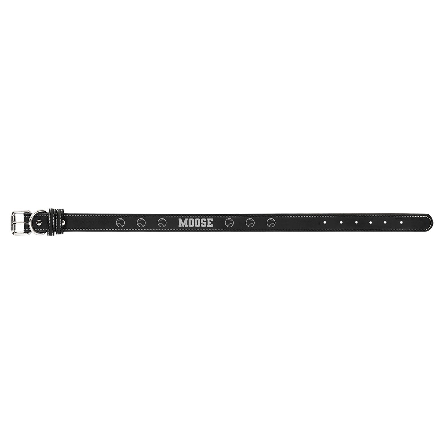 Black/Silver Extra Large Leatherette Dog Collar