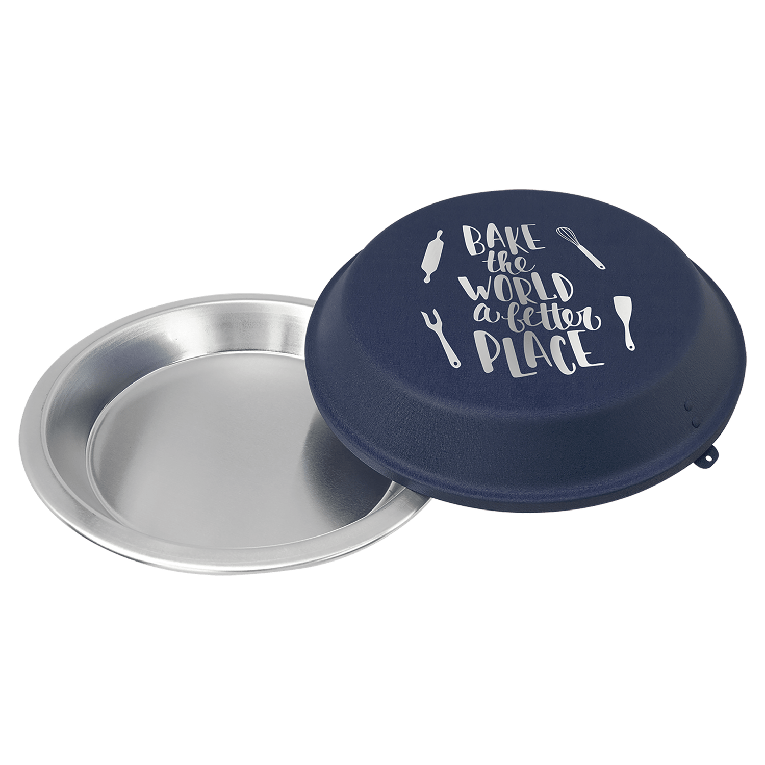 Aluminum Pie Pan with Navy Blue Powder Coated Lid