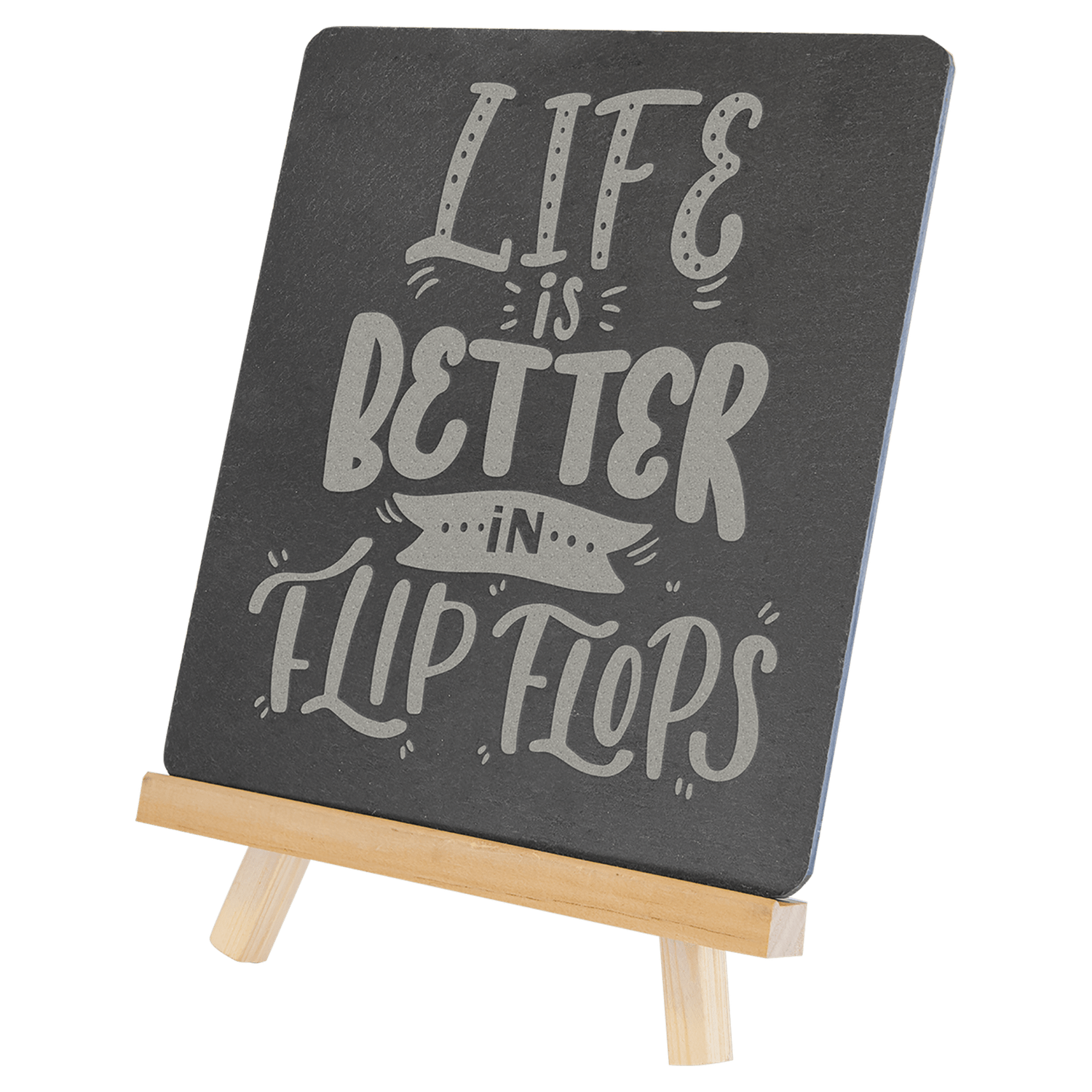Rectangle Slate Decor with Wood Stand