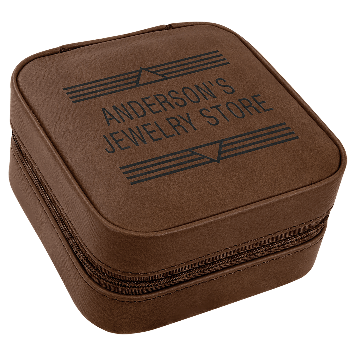 Dark Brown Leatherette Travel Jewelry Box