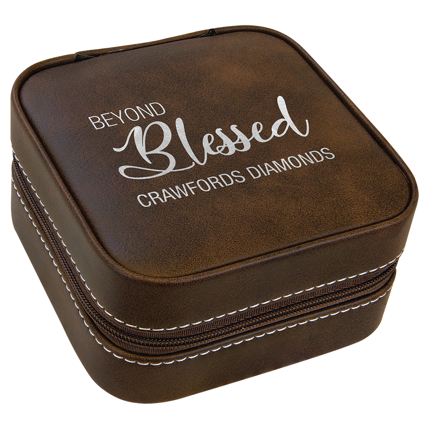 Rustic/Silver Leatherette Travel Jewelry Box