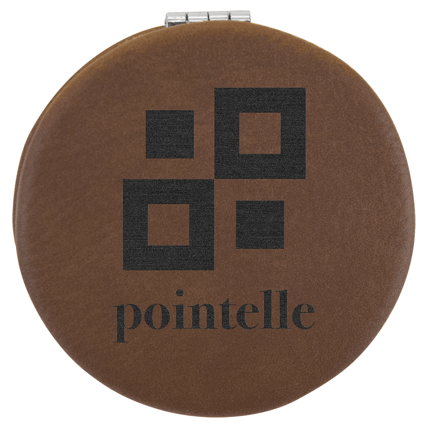Dark Brown Leatherette Compact Mirror