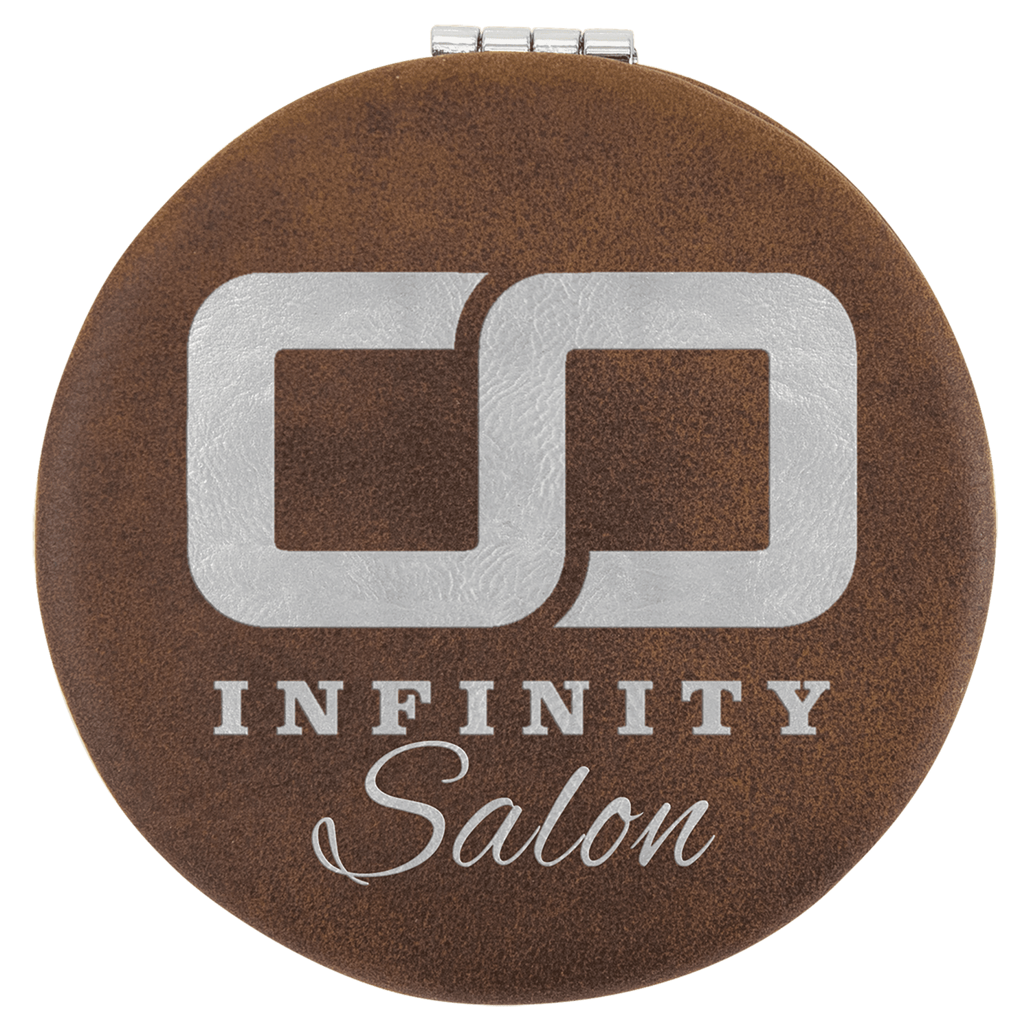 Rustic/Silver Leatherette Compact Mirror