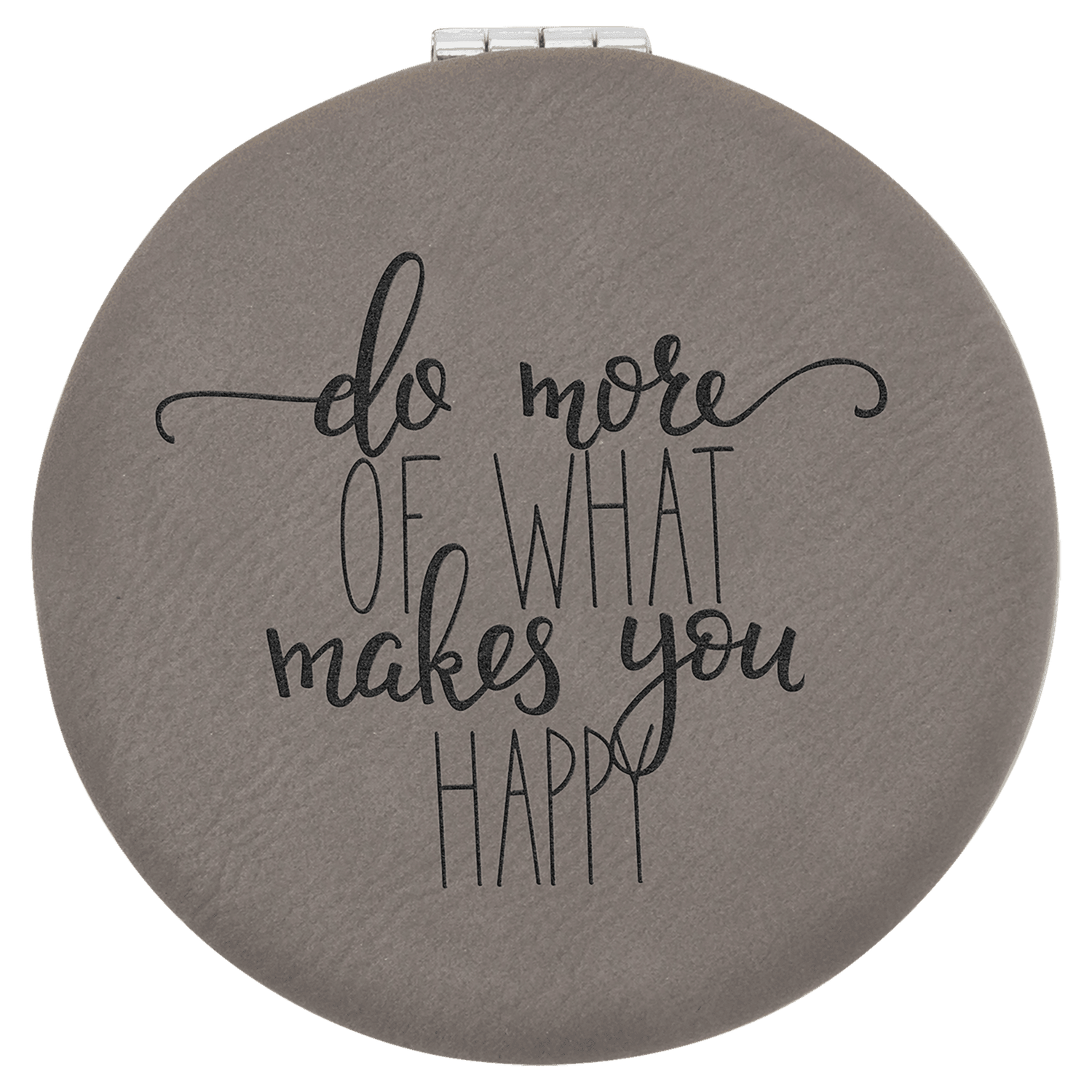 Gray Leatherette Compact Mirror