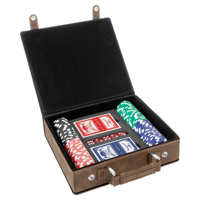 Rustic/Gold Leatherette Poker Set