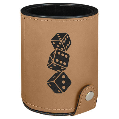 Light Brown Leatherette Dice Cup Set