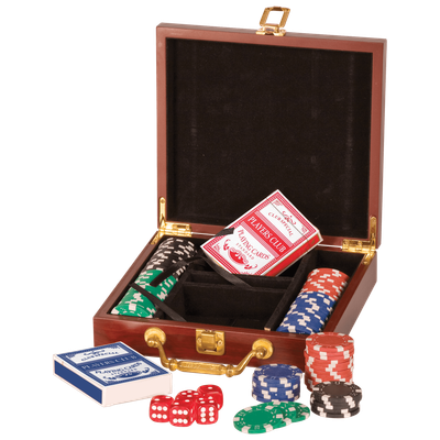 Rosewood Finish Poker Set