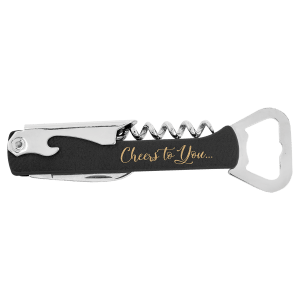 Black/Gold Leatherette Wine Bottle Opener