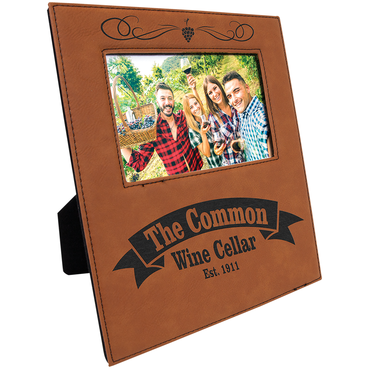 Rawhide Leatherette Photo Frame with Large Engraving Area