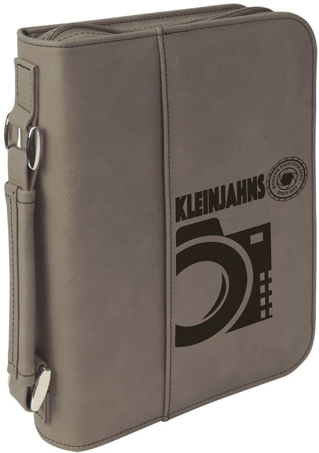Gray Leatherette Book/Bible Cover with Zipper