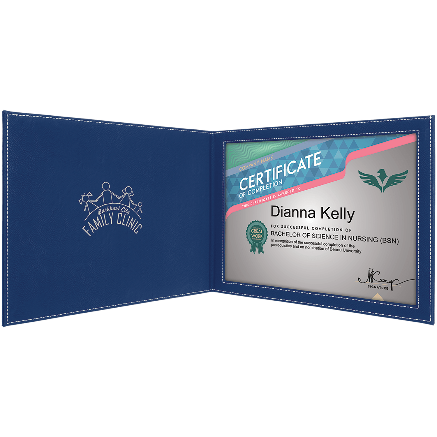 Blue/Silver Leatherette Certificate Holders