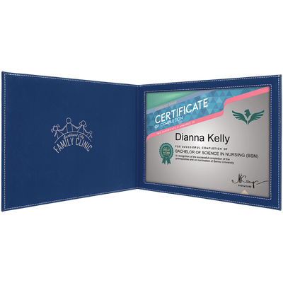 Blue/Silver Leatherette Certificate Holders