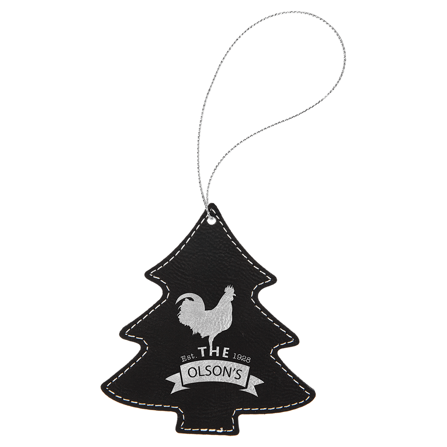 Black/Silver Leatherette Tree Ornament