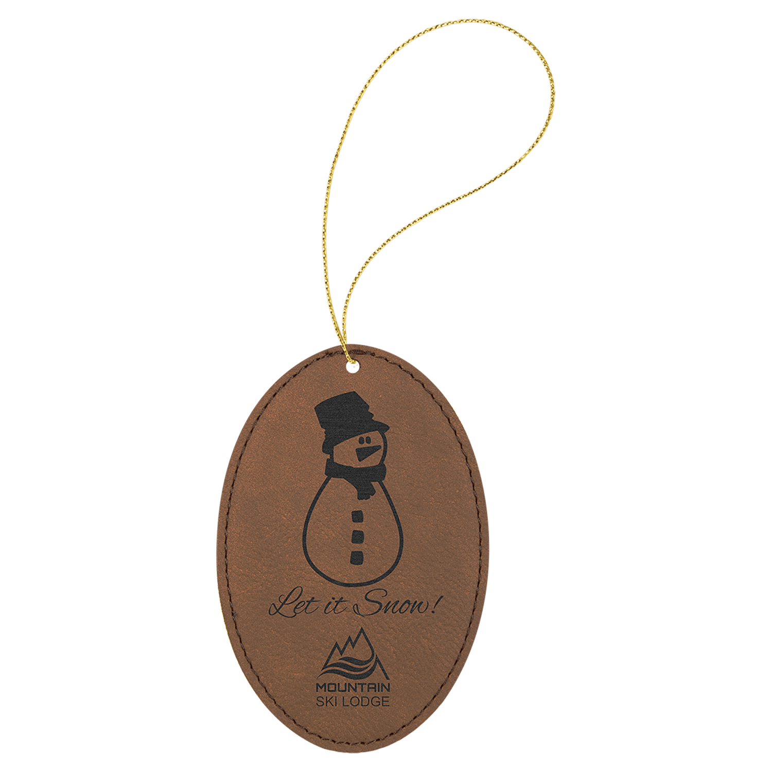 Dark Brown Leatherette Oval Ornament