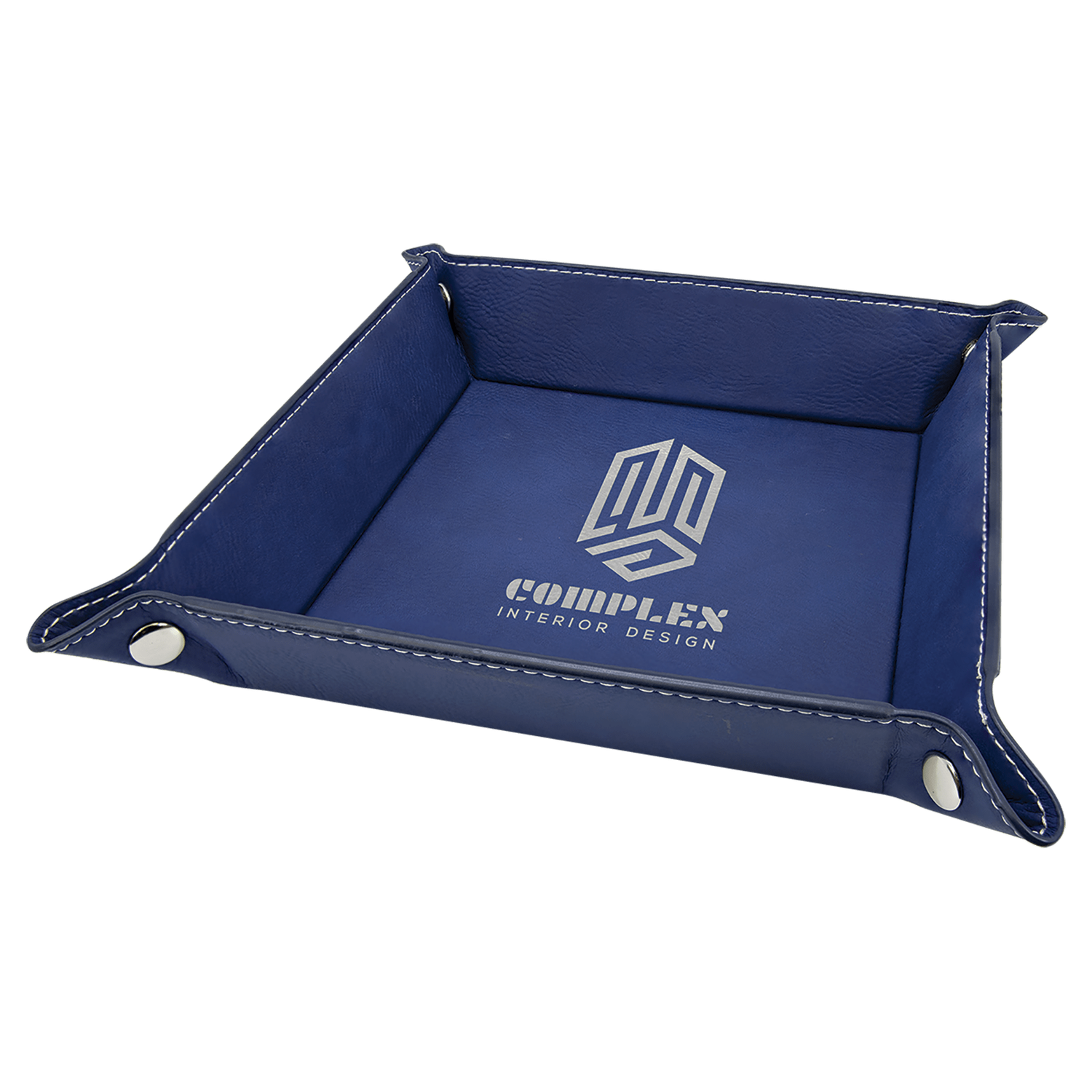 Blue/Silver Leatherette Snap Up Tray