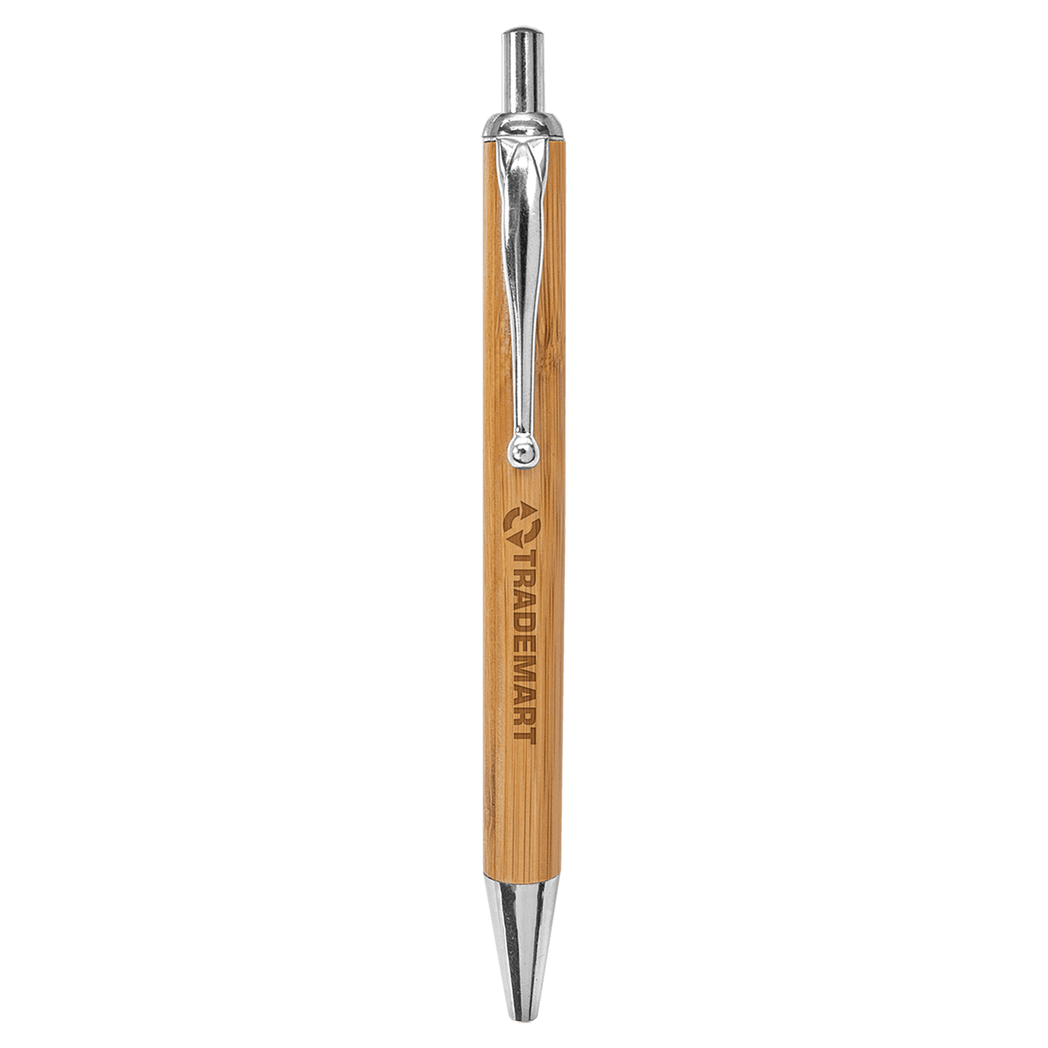 Bamboo Ballpoint Pen with Silver Trim