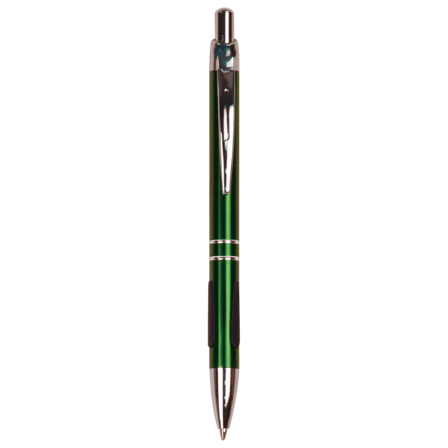 Gloss Green Anodized Aluminum Ballpoint Pen with Rubber Gripper