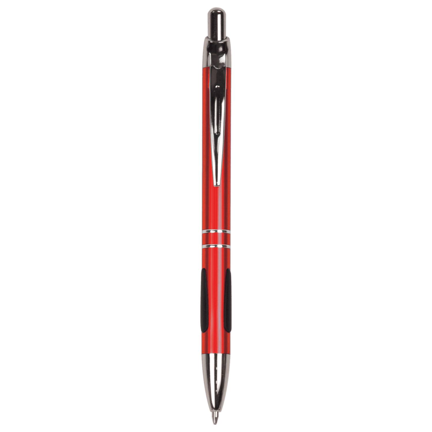 Gloss Red Anodized Aluminum Ballpoint Pen with Rubber Gripper