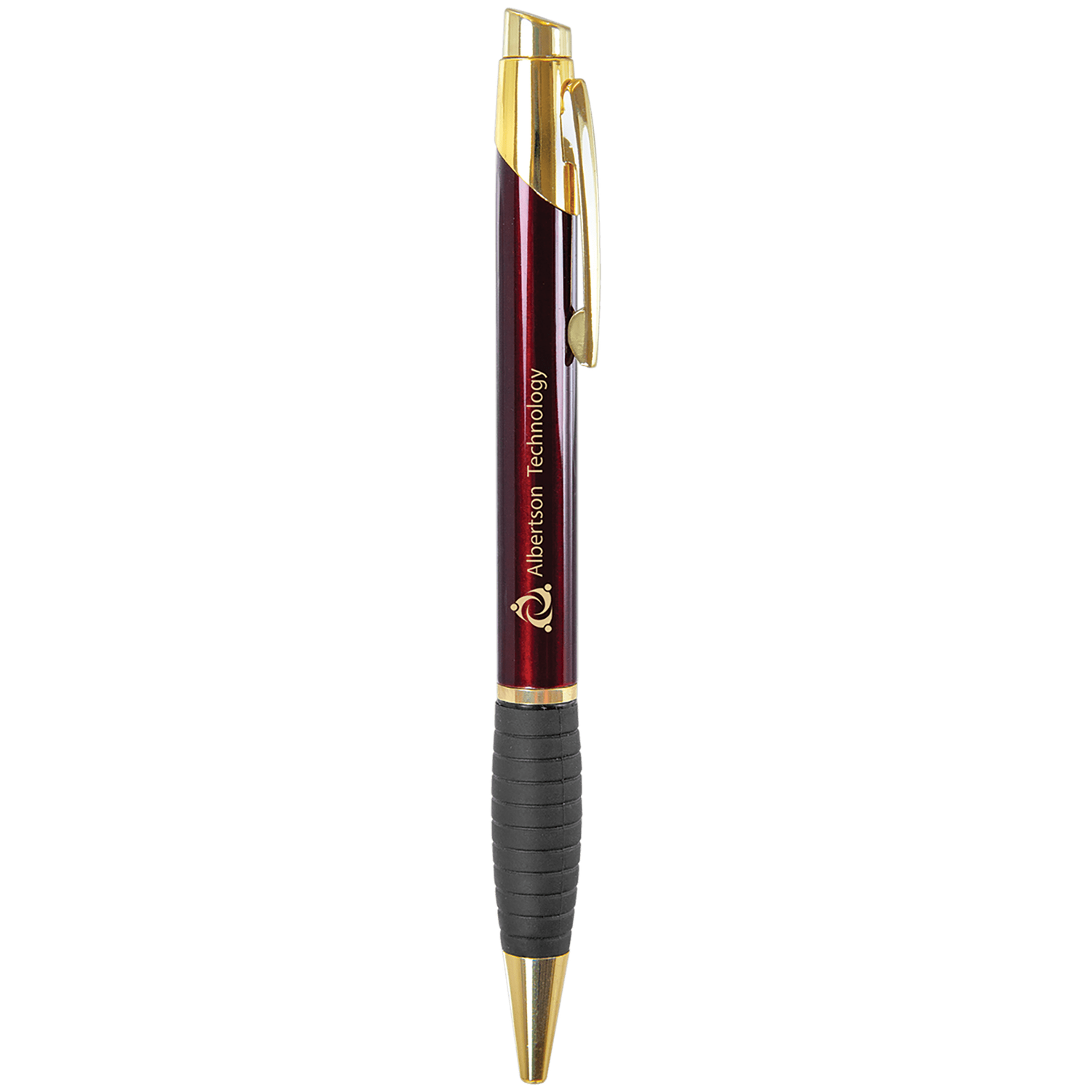 Burgundy Anodized Aluminum Ballpoint Pen with Rubber Gripper
