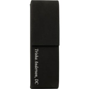 Black/Silver Leatherette Double Pen/Pencil Case