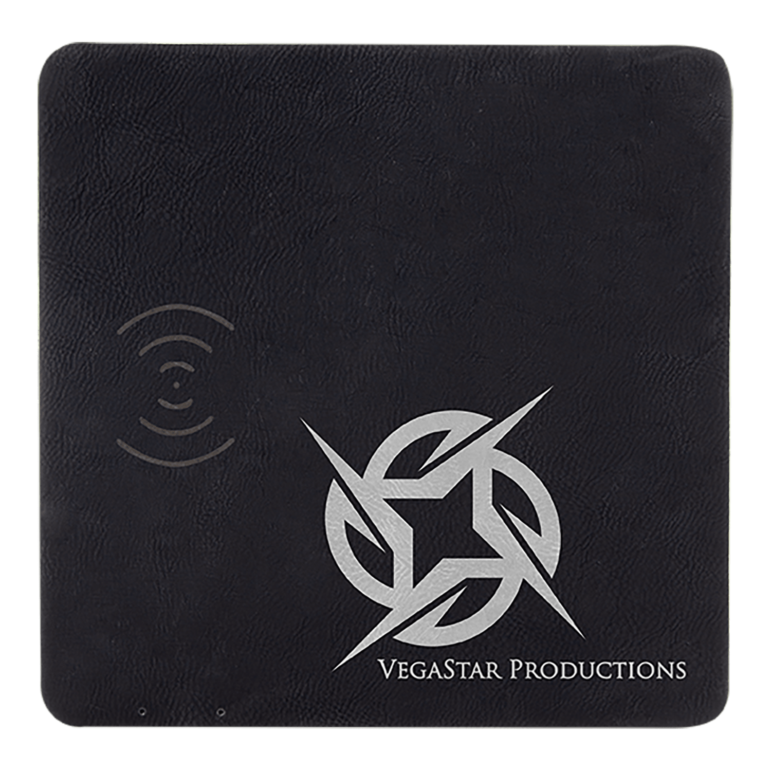 Black/Silver Leatherette Charging Mat with USB Charging Cord