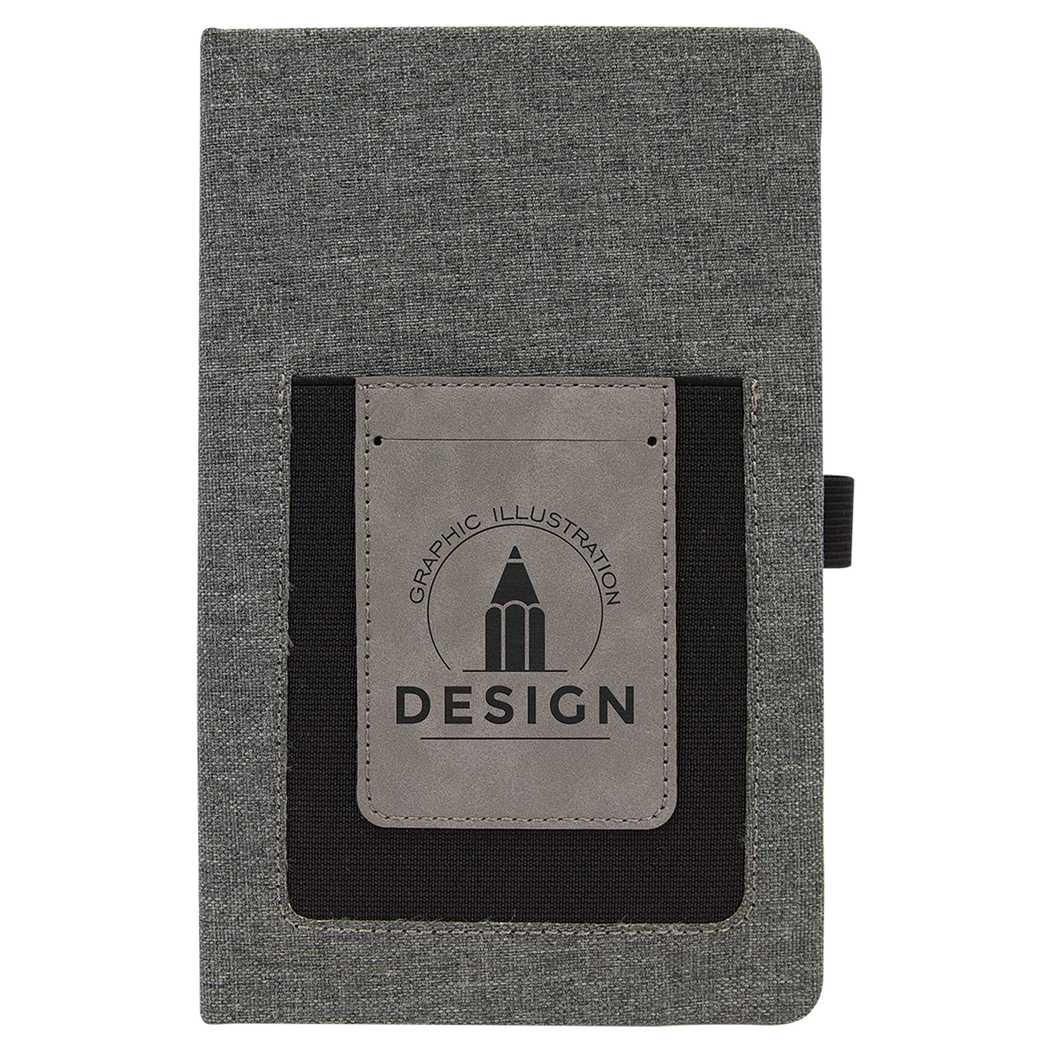Gray with Gray/Black Canvas Journal with Leatherette Phone Pouch