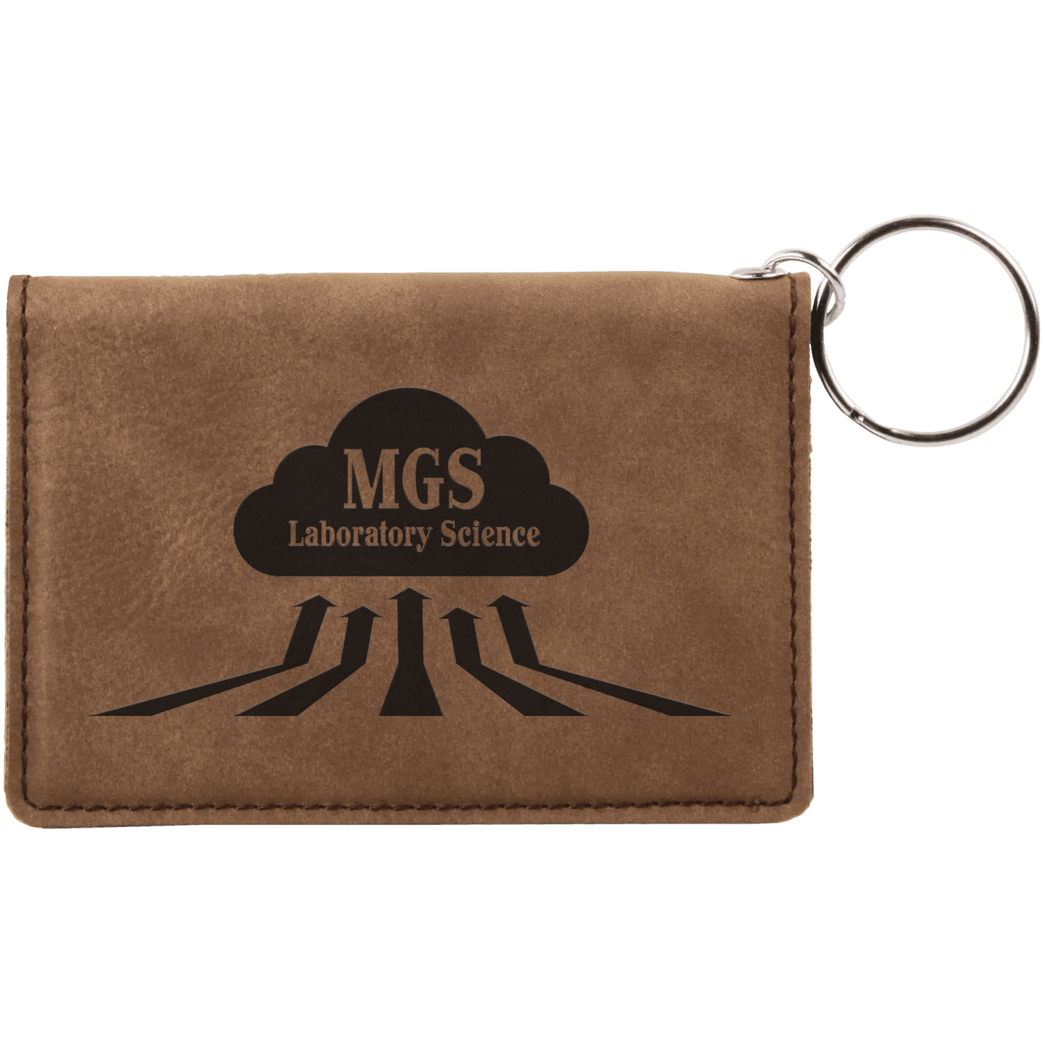 Dark Brown Leatherette ID Holder Keychain