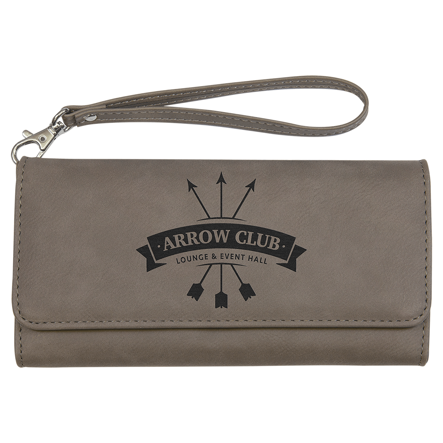 Gray Leatherette Wallet with Strap