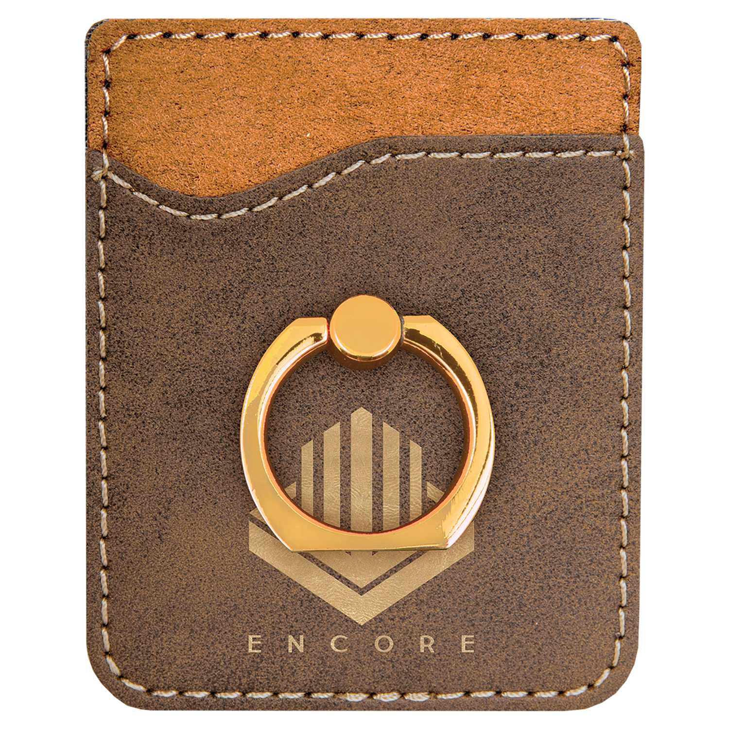 Rustic/Gold Leatherette Phone Wallet with Gold Ring