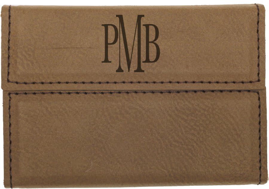 Dark Brown Leatherette Hard Business Card Case with Magnetic Closure