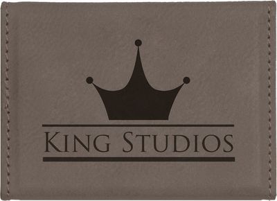 Gray Leatherette Hard Business Card Case with Magnetic Closure