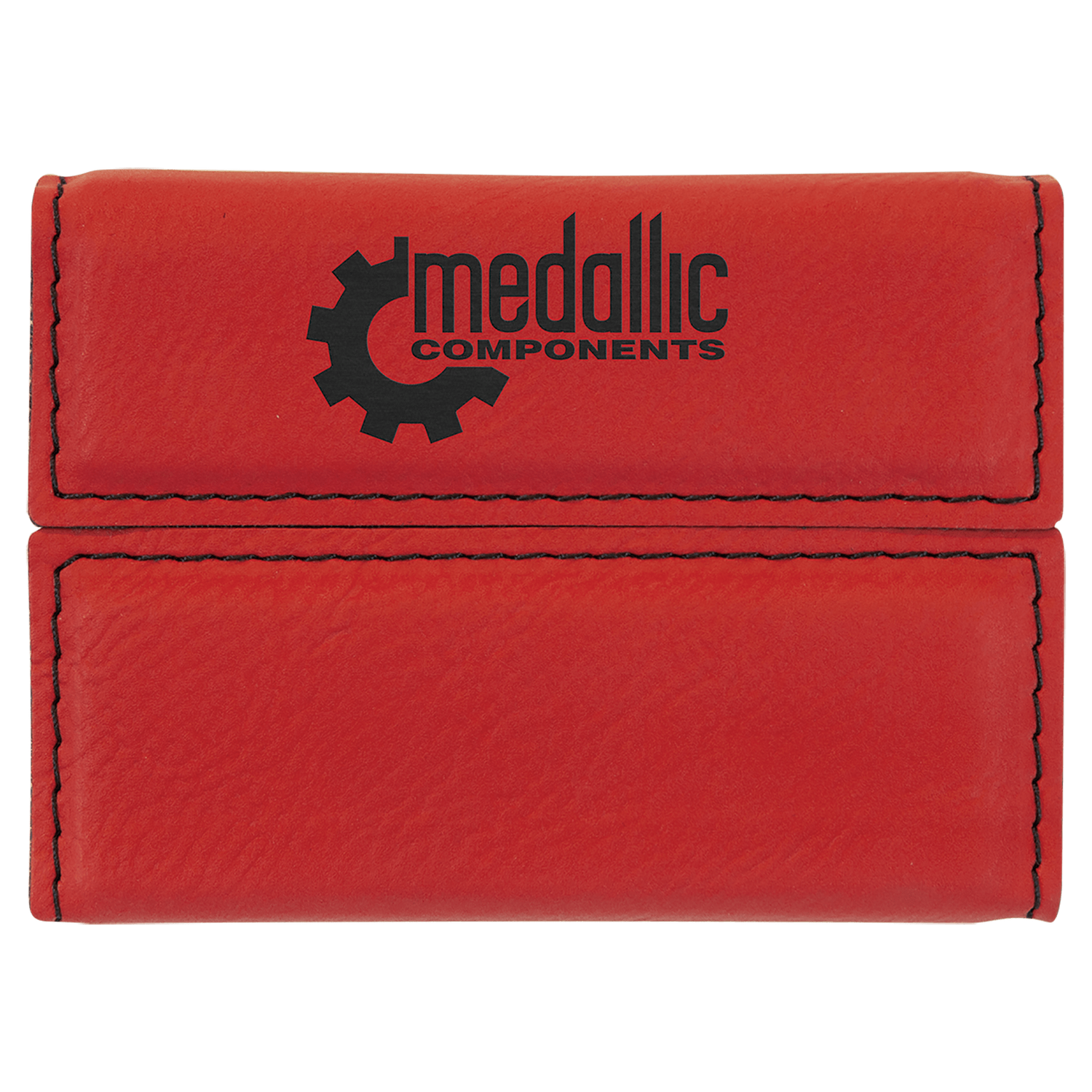 Red Laserable Leatherette Hard Business Card Holder