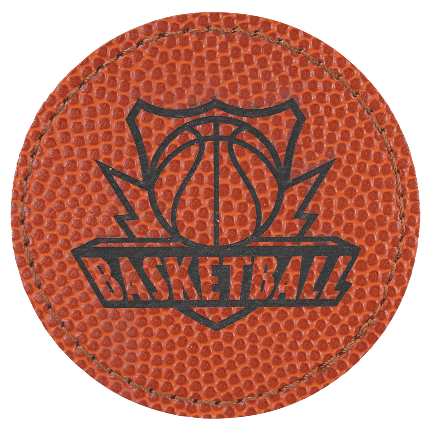 Basketball Leatherette Round Patch