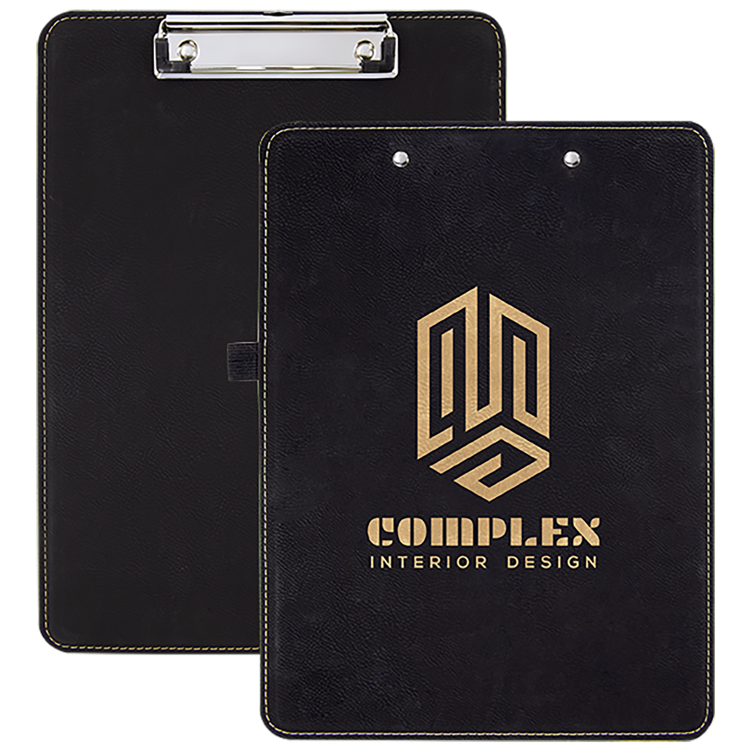 Black/Gold Leatherette Clipboard