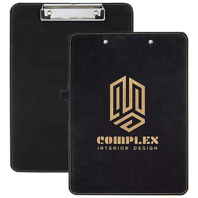 Black/Gold Leatherette Clipboard