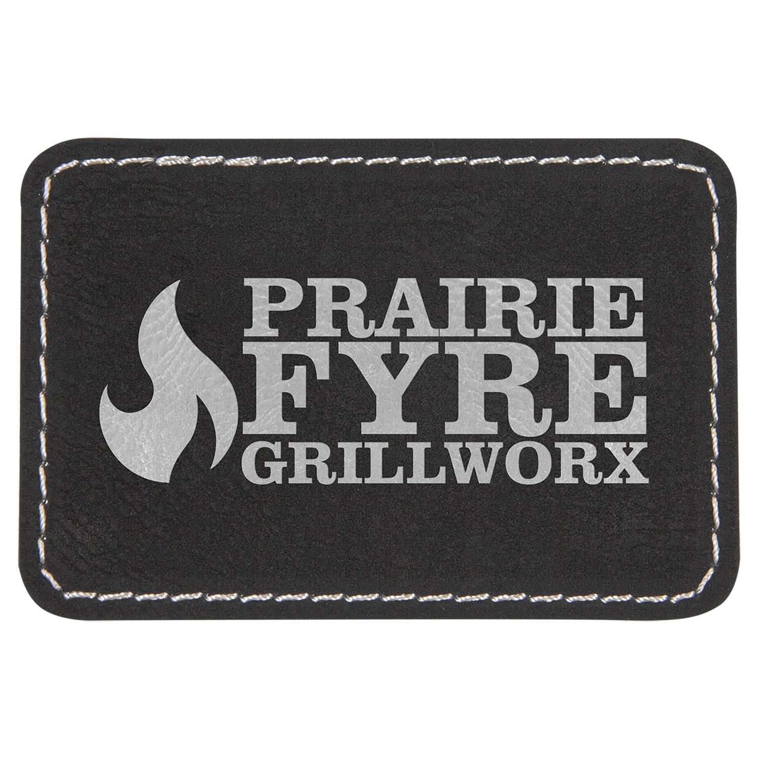 Black/Silver Leatherette Rectangle Patch