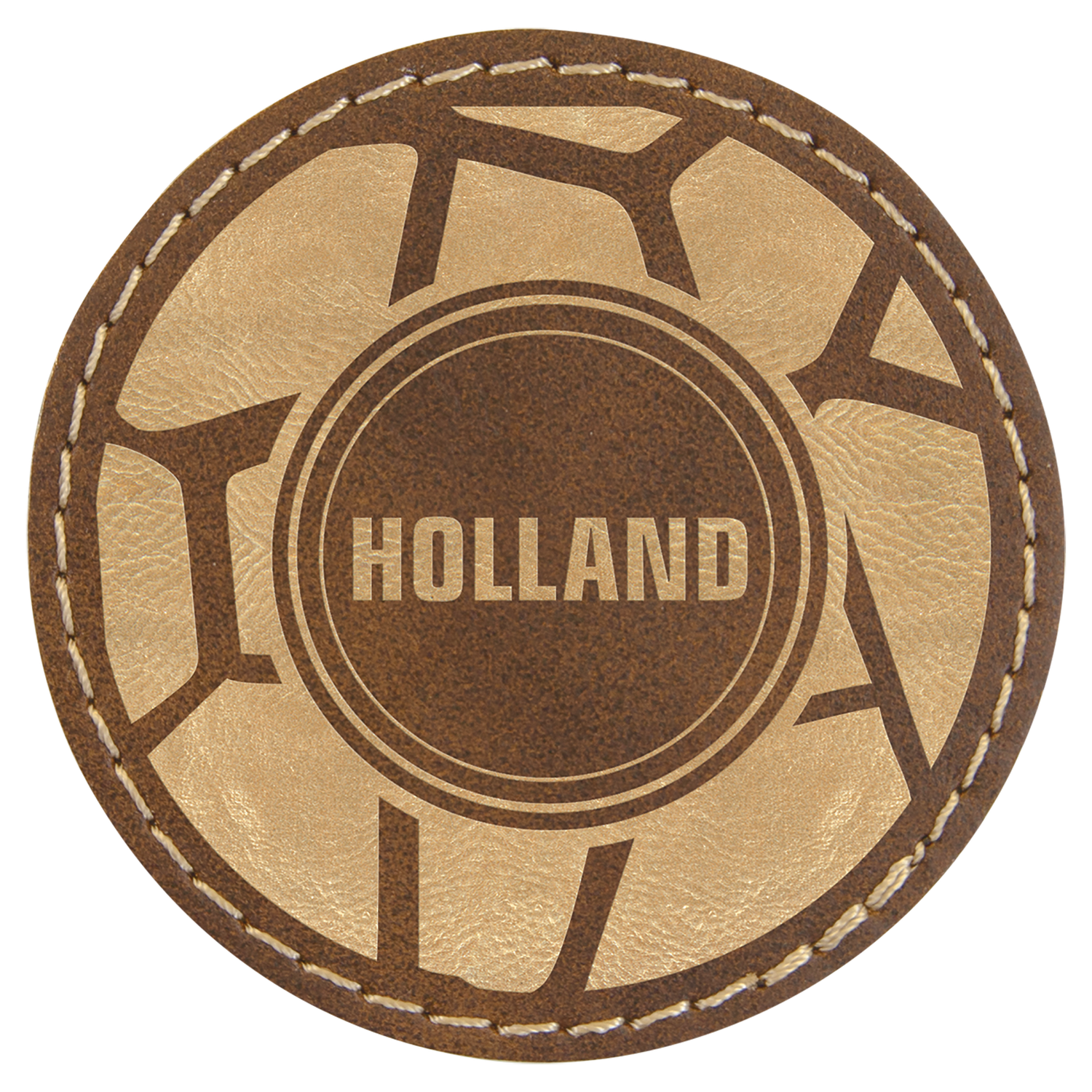 Rustic/Gold Leatherette Round Patch
