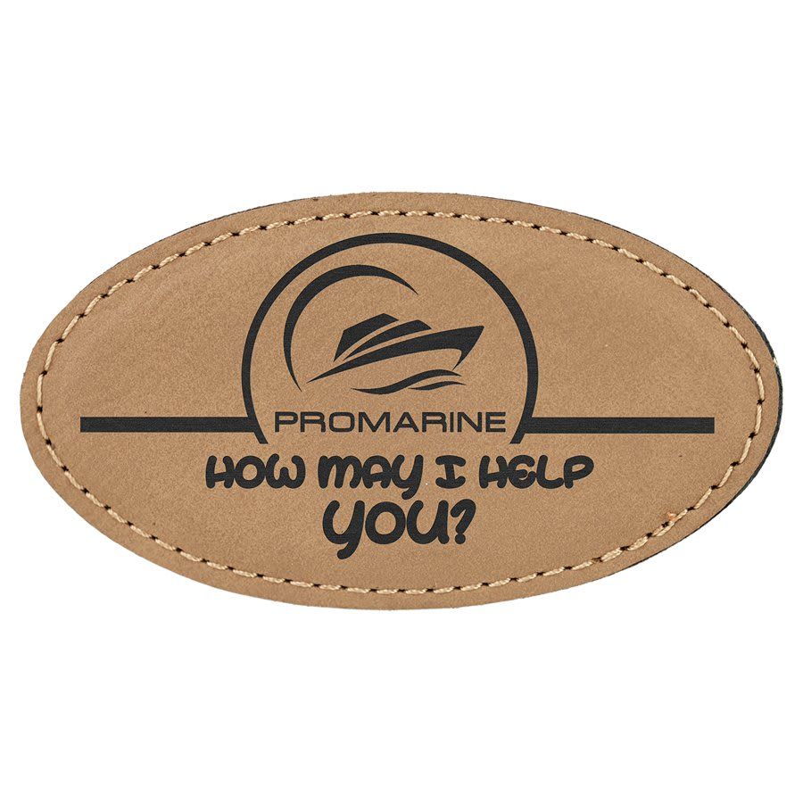 Light Brown Leatherette Oval Name Badge with Magnet