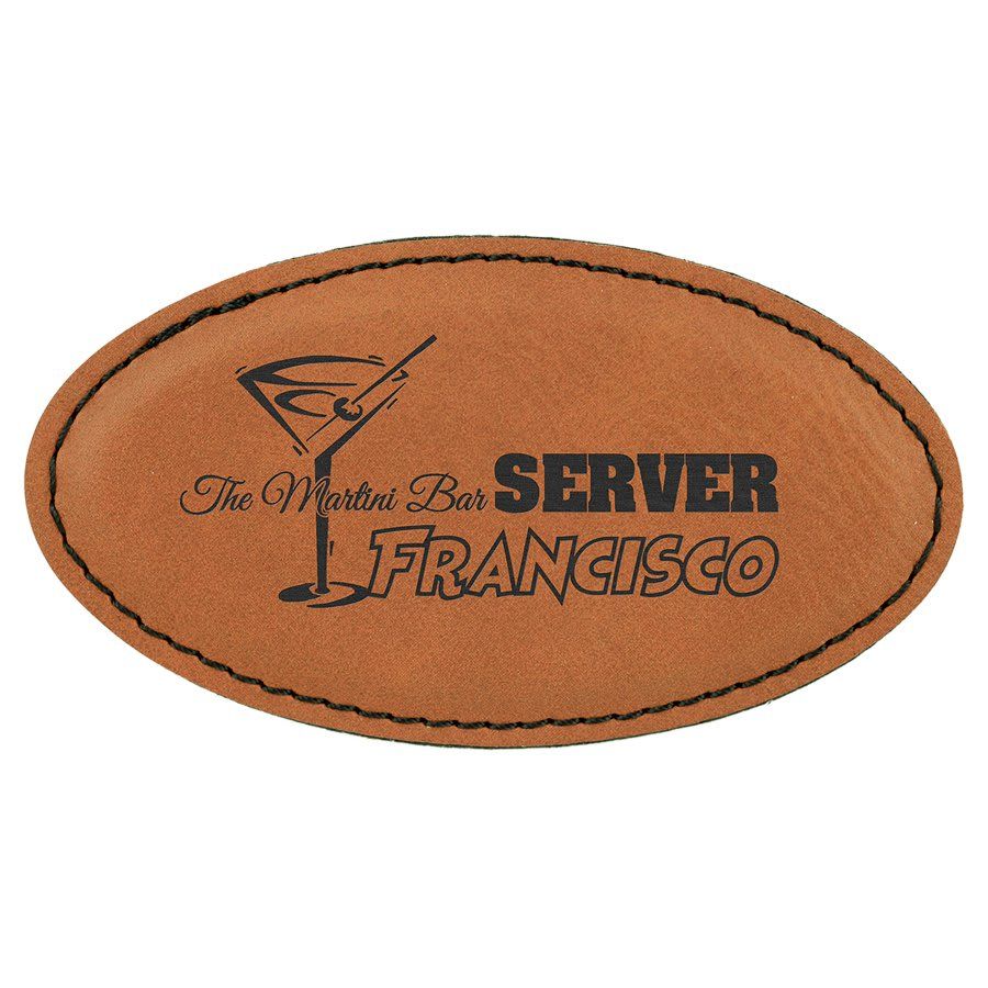 Rawhide Leatherette Oval Name Badge with Magnet