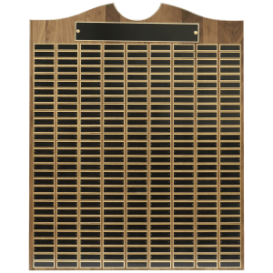 American Walnut 270 Plate Perpetual Plaque with Black Brass Plates