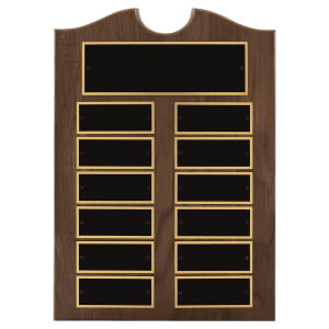 with Black Brass Plates American Walnut 12 Plate Perpetual Plaque