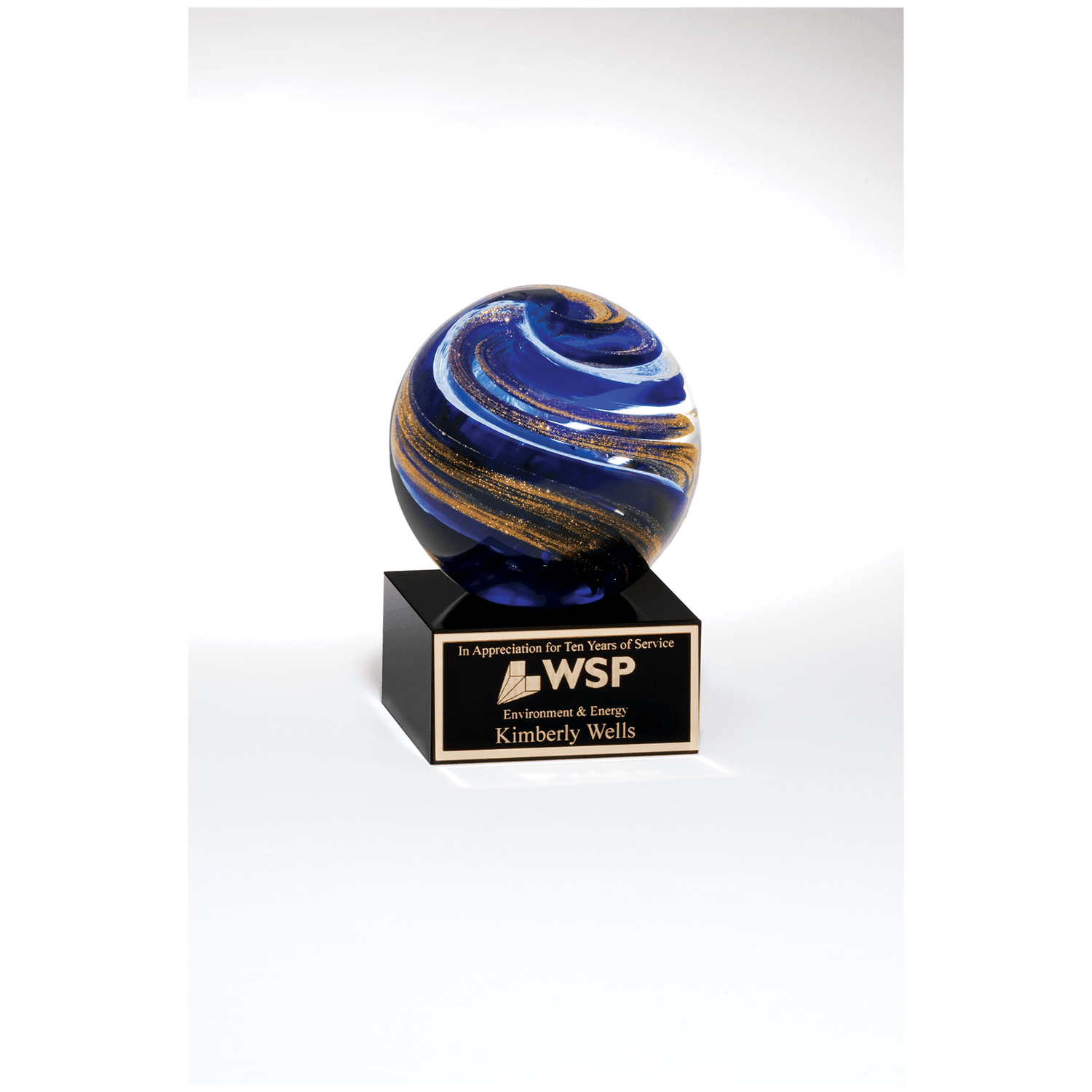 Globe w/Blue, White, Gold &amp; Metallic Highlights/Black Laser Aluminum Plate