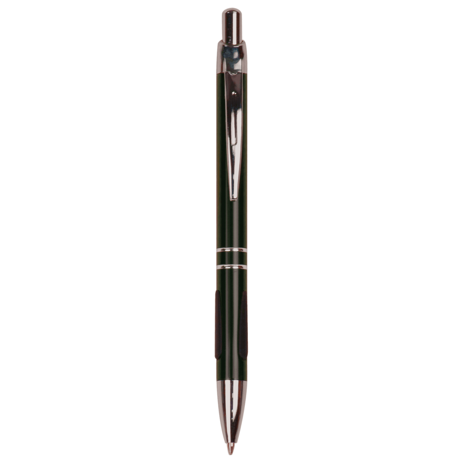 Gloss Black Anodized Aluminum Ballpoint Pen with Rubber Gripper