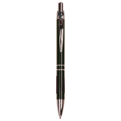 Gloss Black Anodized Aluminum Ballpoint Pen with Rubber Gripper