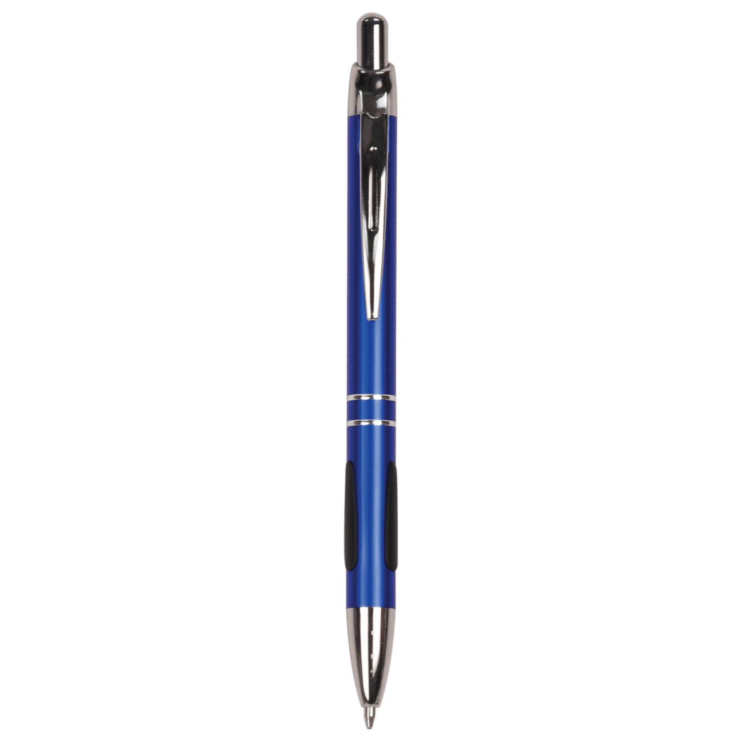 Gloss Blue Anodized Aluminum Ballpoint Pen with Rubber Gripper